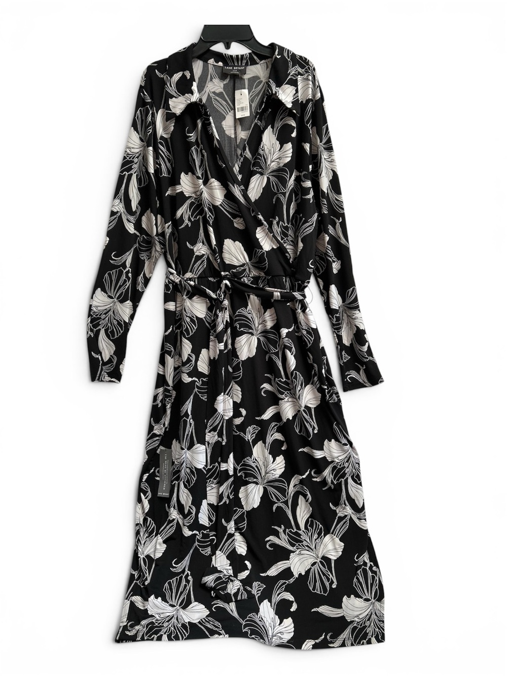 LANE BRYANT X BEAUTICURVE FLORAL DRESS BLACK & WHITE LILY PRINT, NWT, SIZE 22/24